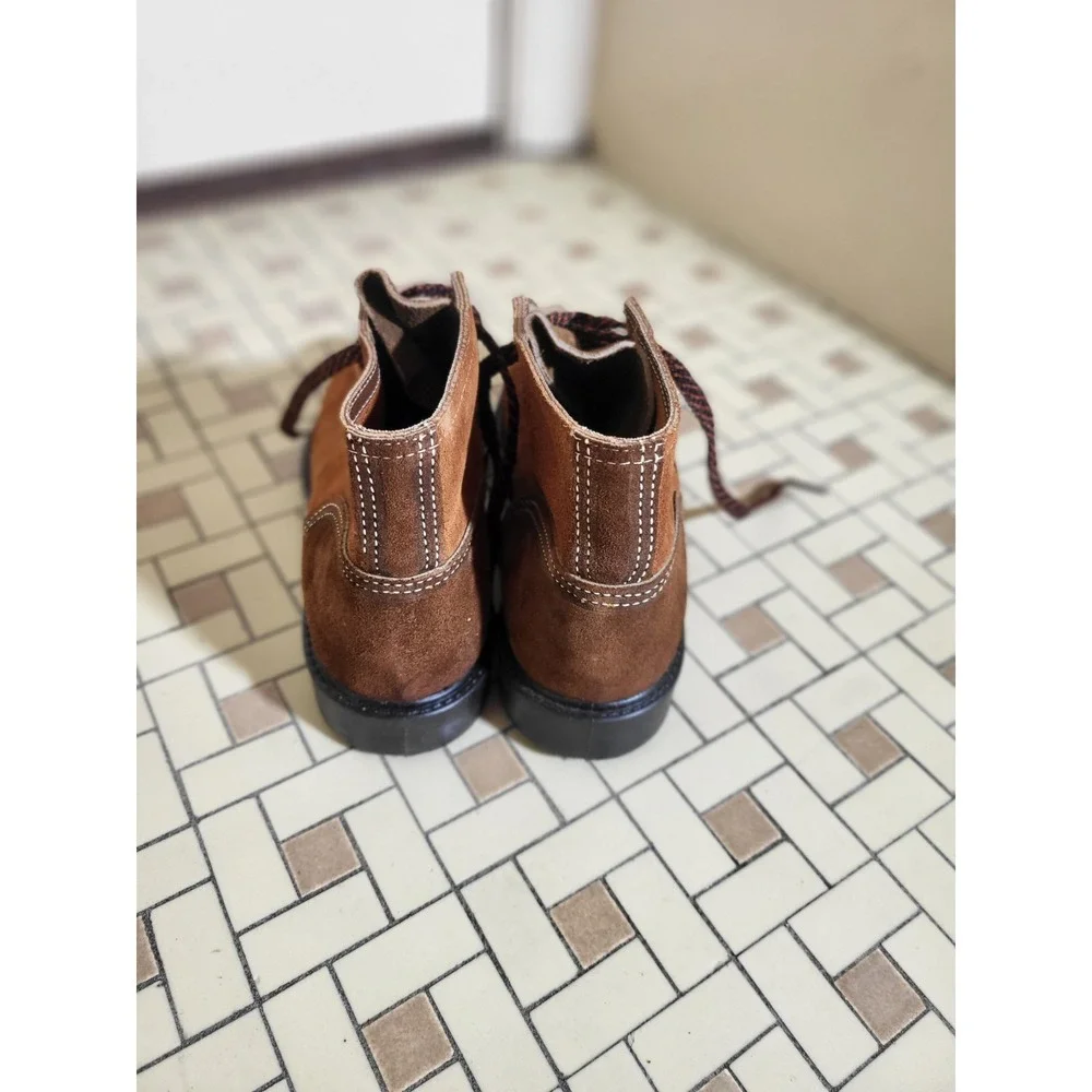 BB Walker Suede Monkey Boots Kids 2.5 Brown Excellent Vintage Lace Up Workwear